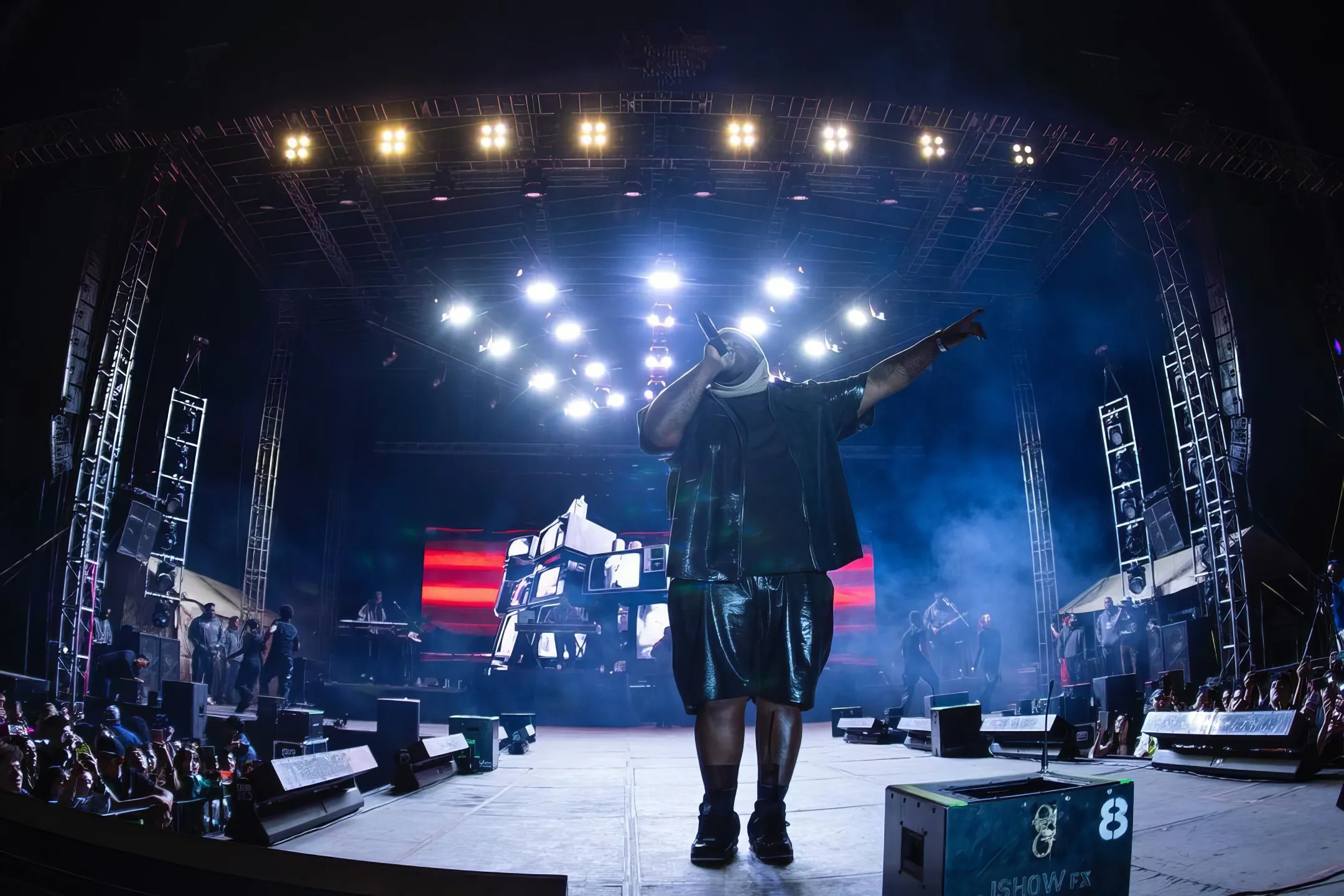 Stacked TV visuals on the LED wall, Sech live in Mexico